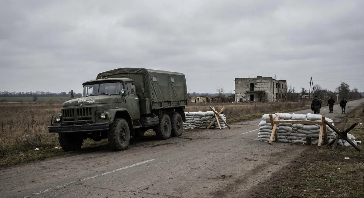 Slika je umetno generirana iz tem: rusko-ukrajinski konflikt, vojni zločini, smrti