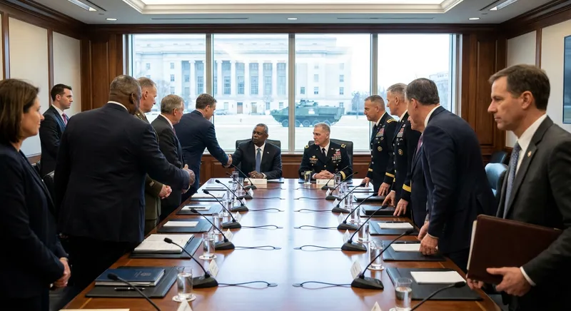 Slika je umetno generirana iz tem: mednarodni odnosi, vojska, jedrska energija, diplomacija, obramba, politika, vojaška strategija in taktika