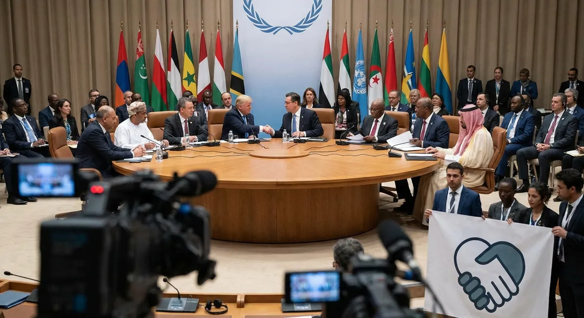 Slika je umetno generirana iz tem: politika, palestinsko-izraelski konflikt, socialni mediji, zunanja politika zda, talci, trgovina, bližnji vzhod, mirovni procesi, diplomacija, premirje, mednarodni odnosi