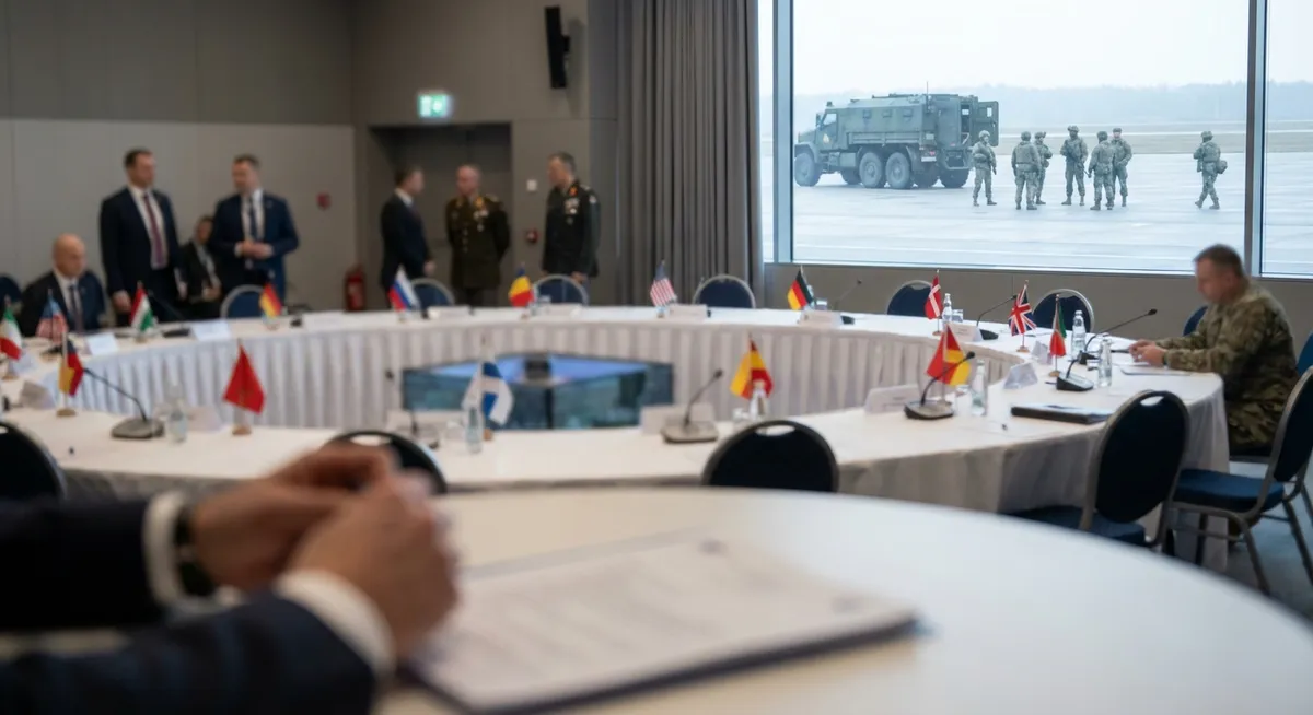 Slika je umetno generirana iz tem: politične napetosti, obtožbe, politika, mamila, vojaške operacije, mednarodni odnosi, vojaška pripravljenost, diplomacija, oboroženi spopadi, grožnje, obramba