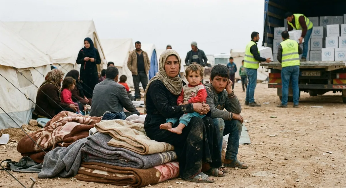 Slika je umetno generirana iz tem: vojne, humanitarne krize, mednarodni odnosi, politične raziskave