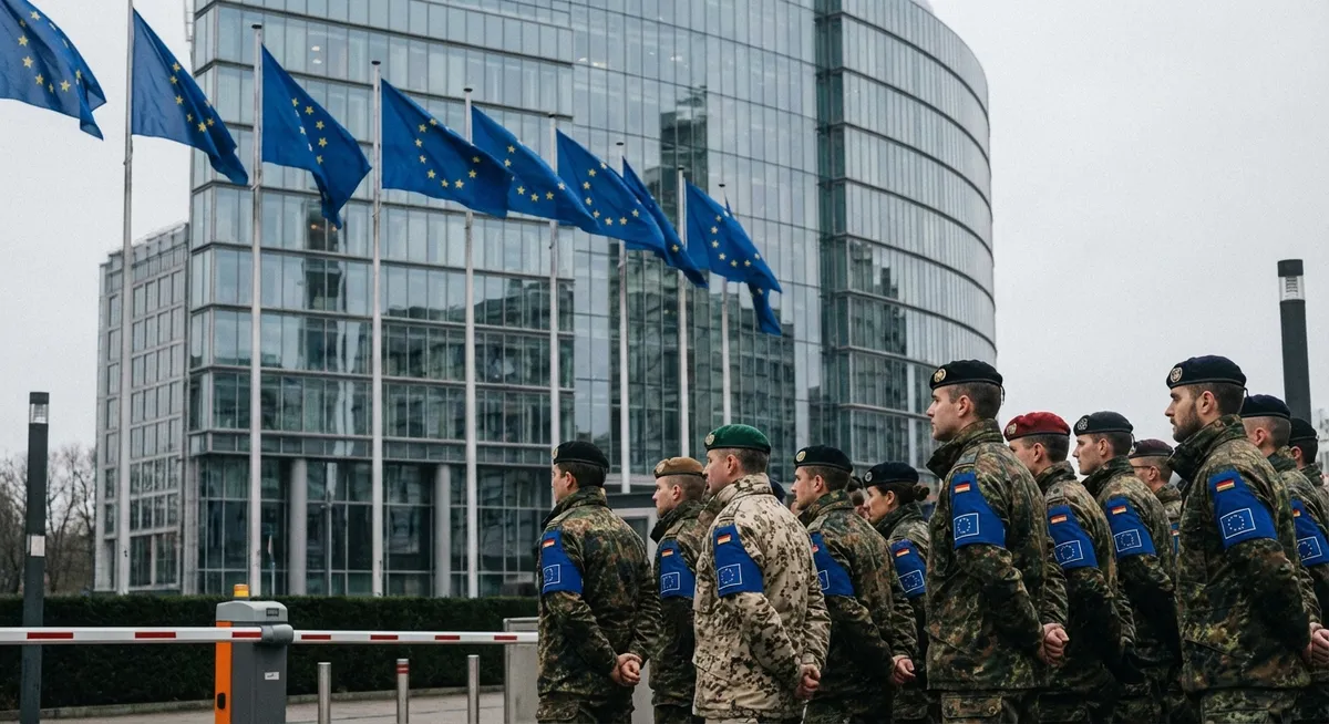 Slika je umetno generirana iz tem: posojila, obrambna industrija, varnost, financiranje, eu, evropska unija, gospodarstvo, vojska, obramba, vojaška oprema