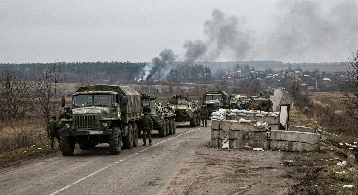 Slika je umetno generirana iz tem: vojaške operacije, mednarodni odnosi, orožje, ukrajina, donald trump