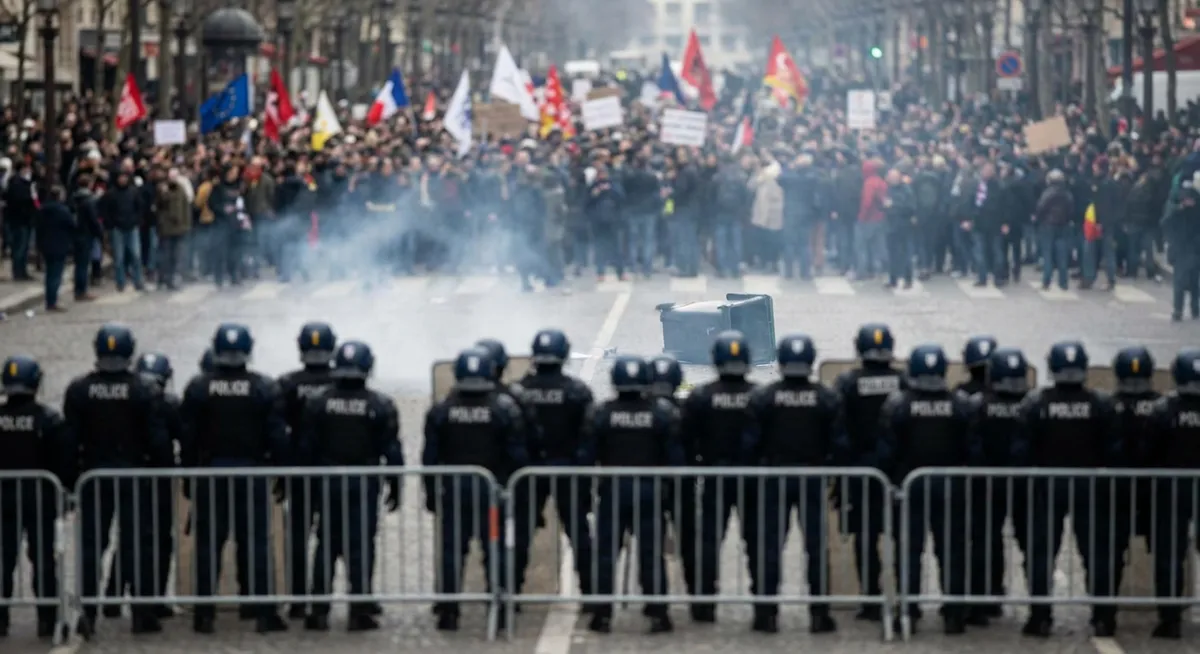 Slika je umetno generirana iz tem: terorizem, nasilje, kriminal, mednarodni odnosi, mednarodne organizacije, politika, protesti, ekstremizem
