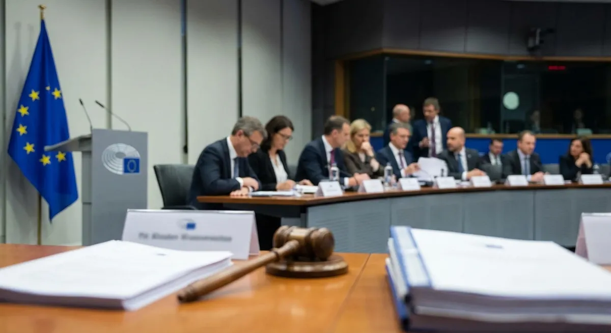 Slika je umetno generirana iz tem: propaganda, evropska unija, varnost, evropski parlament, ukrajina, podnebne spremembe, reparacije, protesti, kritike, policijsko nasilje, geopolitika, srbija, nezaupnice, rusija, požari, stanje v evropski uniji, politika, govor o stanju v eu, evropska komisija, kritika eu, finančna pomoč, trgovinski sporazum mercosur, financiranje obrambe, rusko-ukrajinski konflikt, zamrznjeno premoženje, sankcije, evropska integracija, zamrznjena ruska sredstva, mednarodni odnosi, gospodarstvo, avtoritarnost, energetika, kritike evropskega parlamenta, okolje, evrazijska integracija, politika eu, mednarodne finance, razočaranje državljanov, politična stabilnost