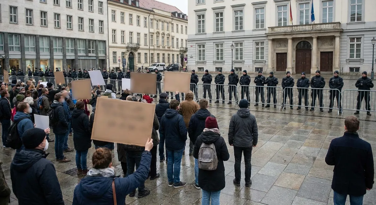 Slika je umetno generirana iz tem: politika, varnost, protesti, umori, pravice