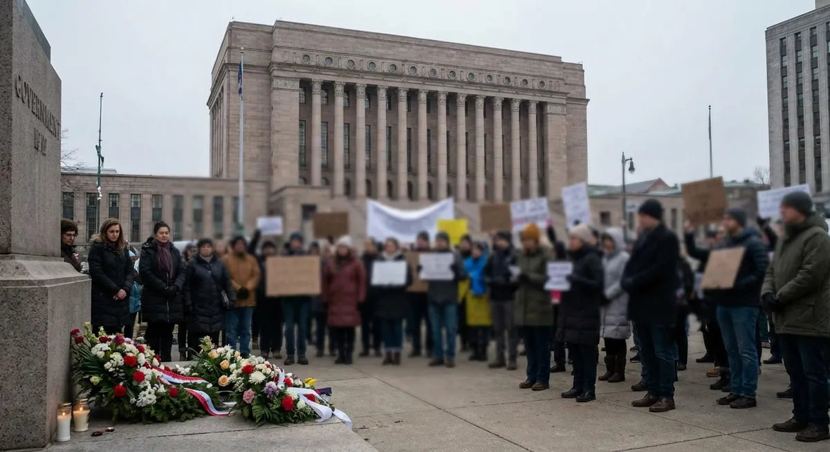 Slika je umetno generirana iz tem: protesti, politika, spominske slovesnosti, aktivizem, kriminal, umori, mamila