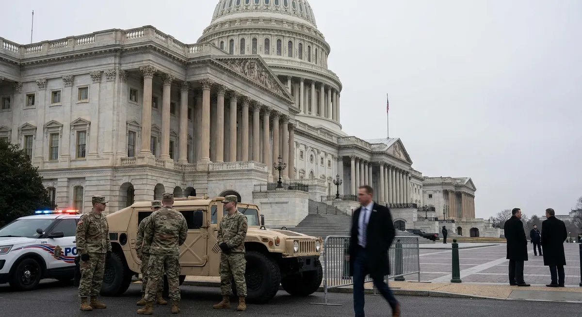 Slika je umetno generirana iz tem: mestne oblasti, financiranje kampanj, nacionalna garda, kriminal, združene države amerike, organi pregona, politika, protesti, kazenska politika, varnost, volitve, zvezne intervencije
