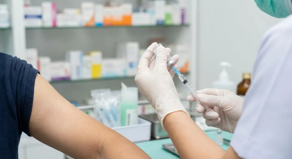 Slika je umetno generirana iz tem: farmacija, zdravje, avtizem, cepljenje