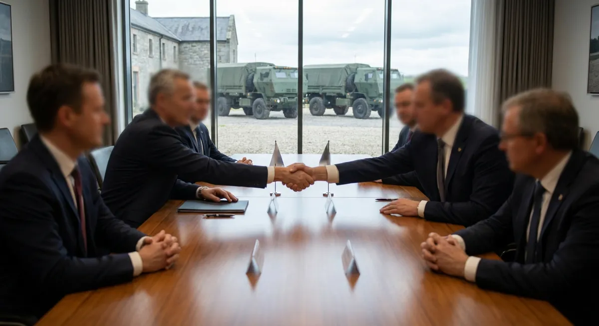 Slika je umetno generirana iz tem: diplomacija, mirovni procesi, oboroženi spopadi