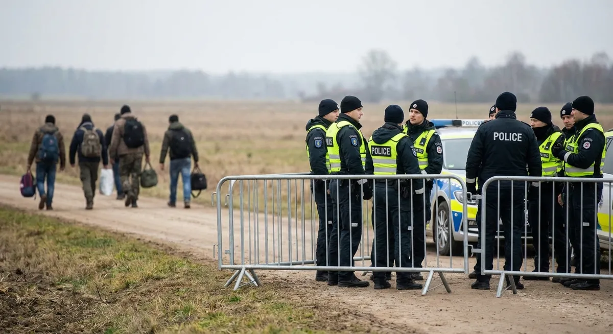 Slika je umetno generirana iz tem: policija, islamski ekstremizem, nasilje, migracije, kriminal, napadi z nožem, posredovanja policije, preiskave, islam