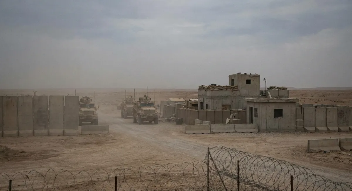 Slika je umetno generirana iz tem: mednarodni odnosi, vojska, spopadi