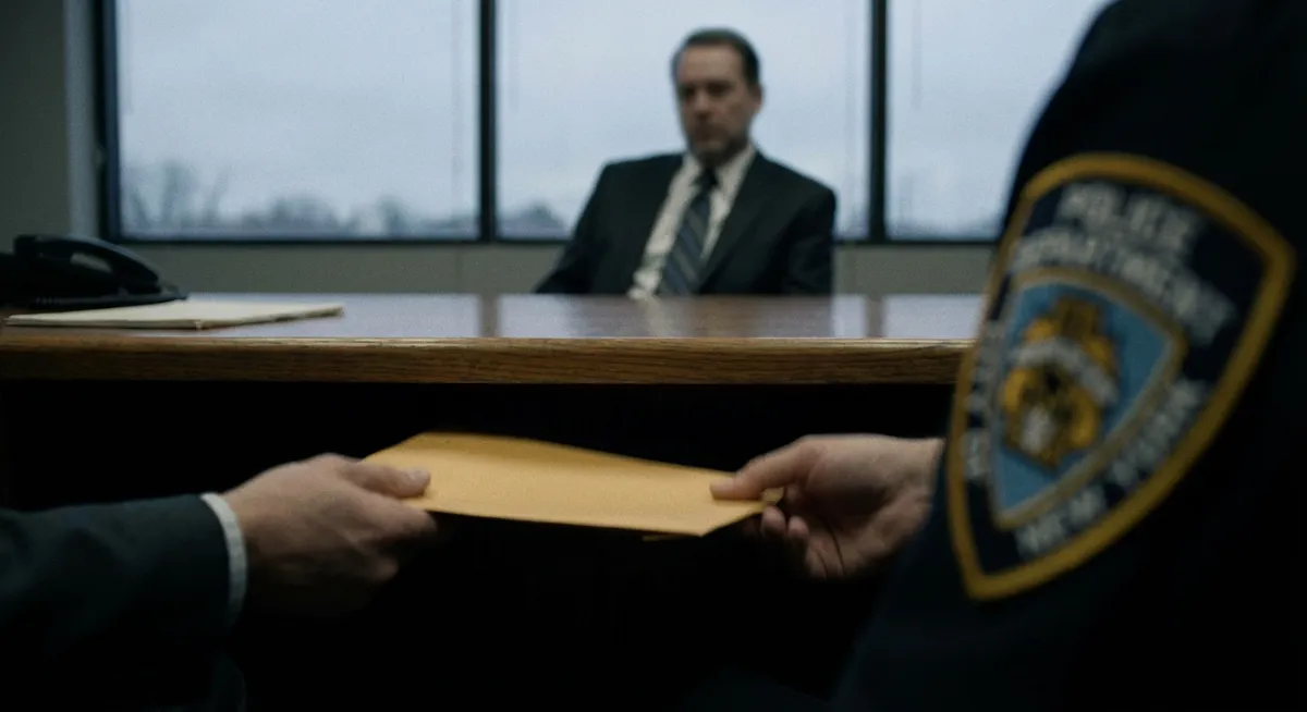 Slika je umetno generirana iz tem: denarne transakcije, politika, korupcija, preiskave