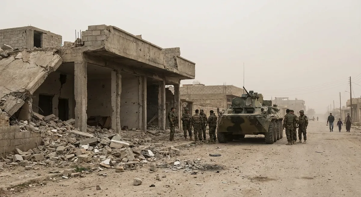 Slika je umetno generirana iz tem: konflikti, bližnji vzhod, vojne, mednarodni odnosi, politika