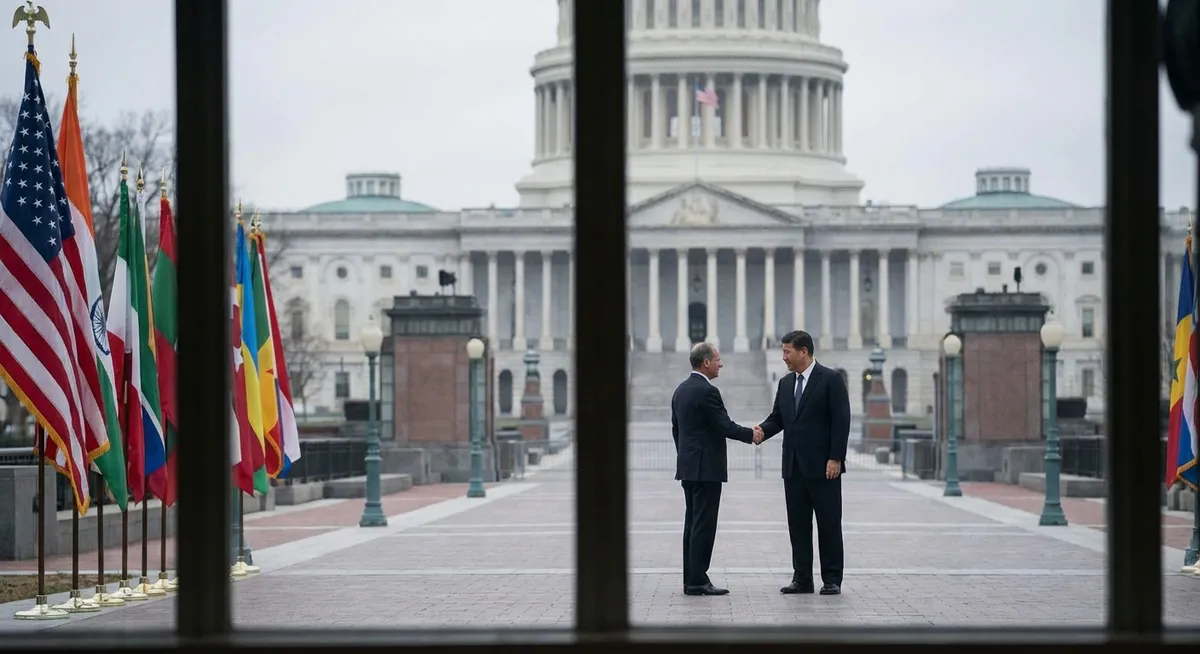 Slika je umetno generirana iz tem: politika, diplomacija, mednarodni odnosi