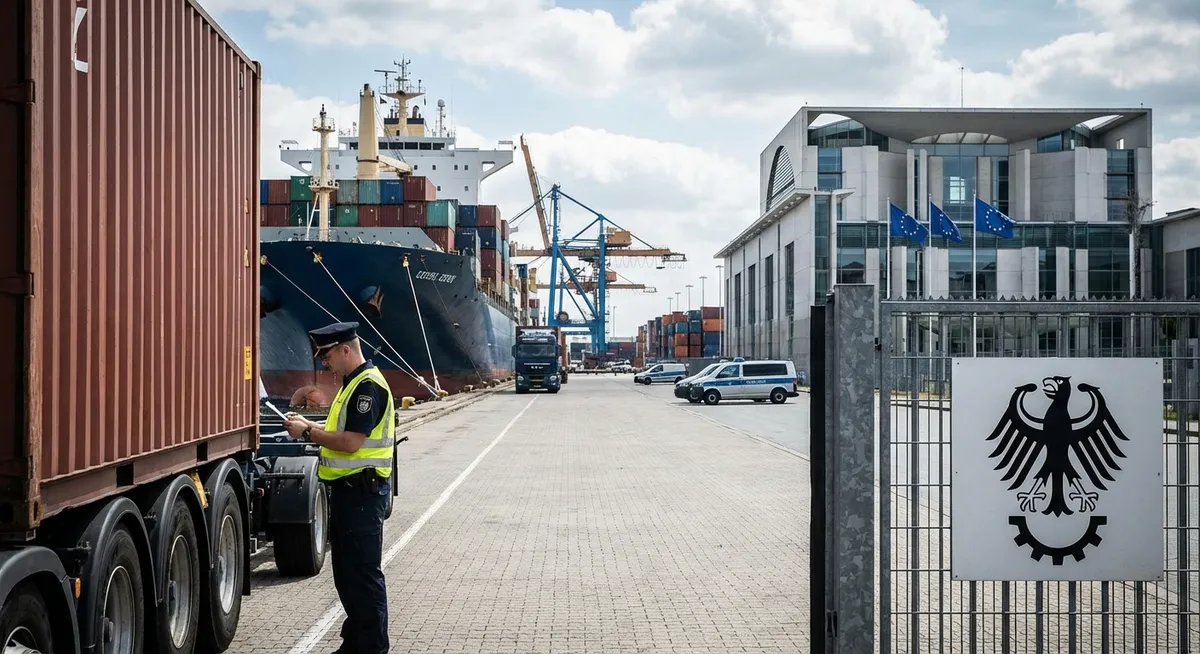 Slika je umetno generirana iz tem: carine, gospodarstvo, trgovina, politika