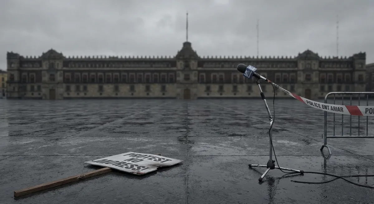 Slika je umetno generirana iz tem: politika, protesti, nasilje, svoboda tiska