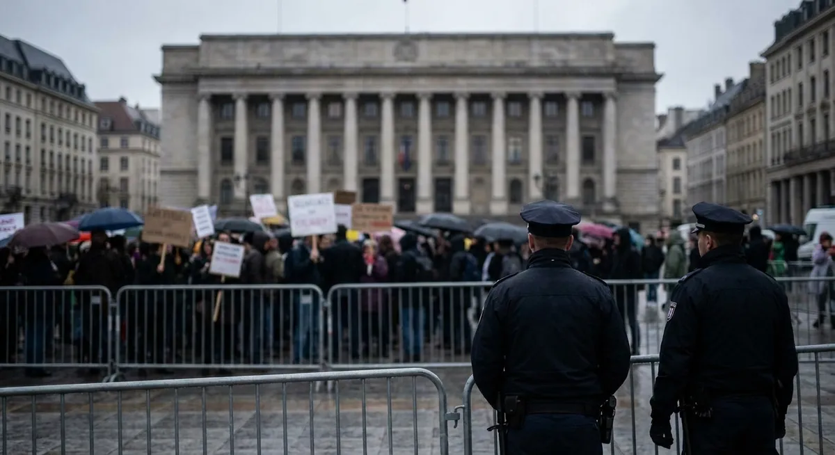 Slika je umetno generirana iz tem: varnost, sodelovanja, korupcija, politika, policija, preiskave, organi pregona, vera, protesti, nepristranskost