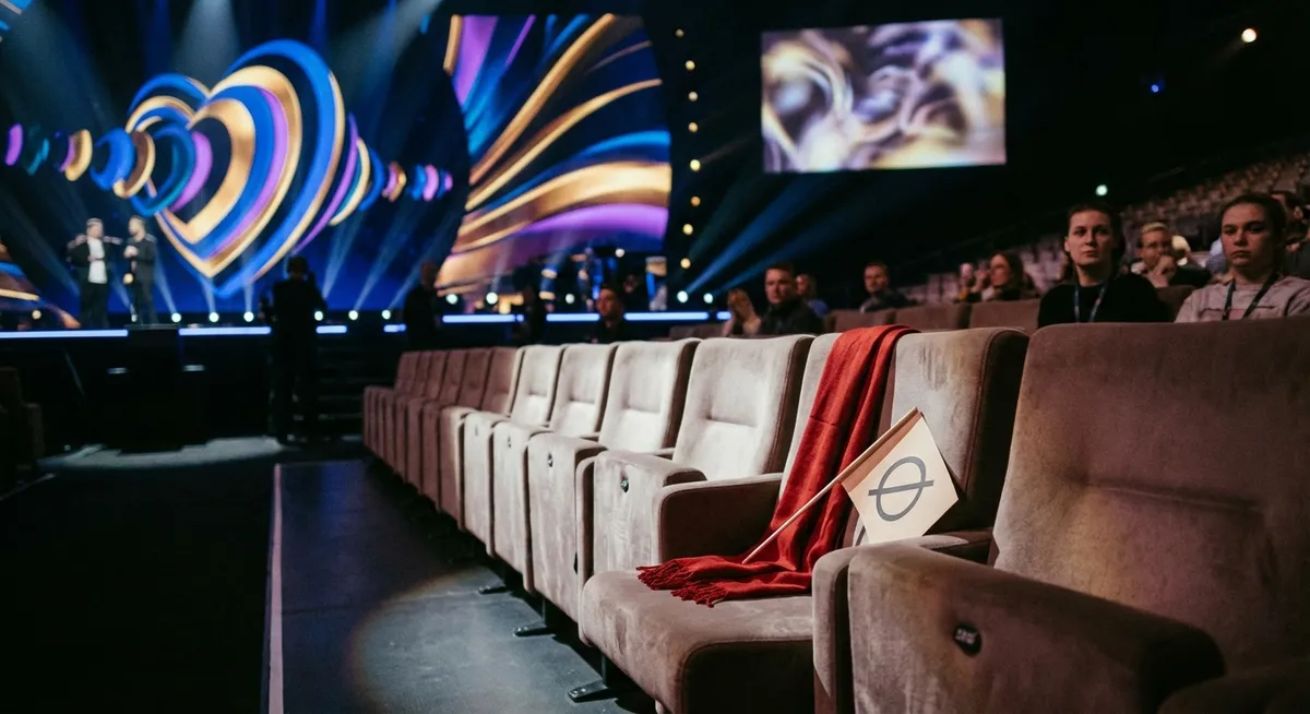 Slika je umetno generirana iz tem: kultura, evrovizija, bojkoti, politika