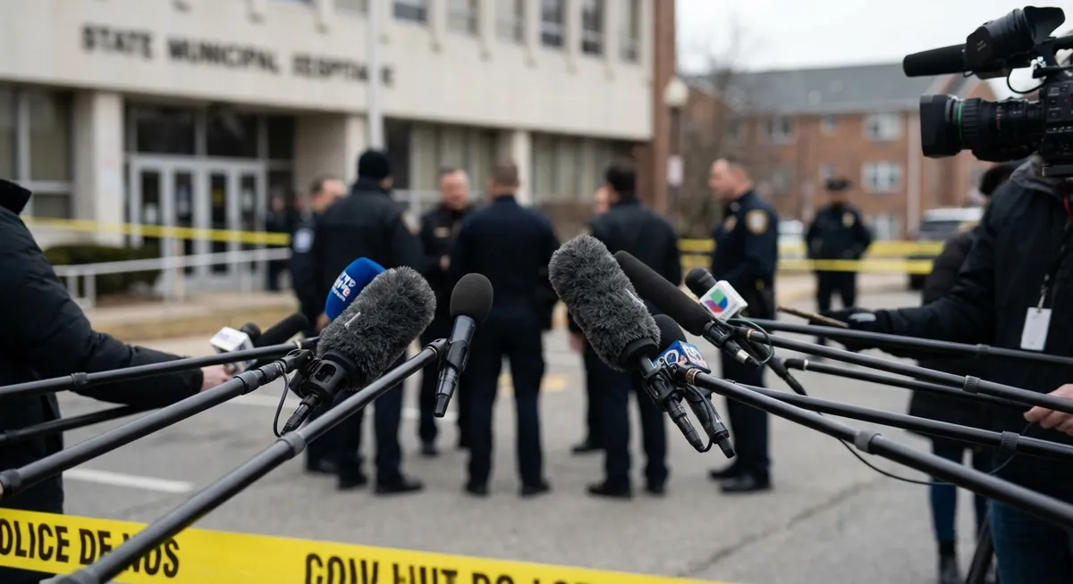 Slika je umetno generirana iz tem: mediji, pravo, preiskave, kriminalistika, sodstvo