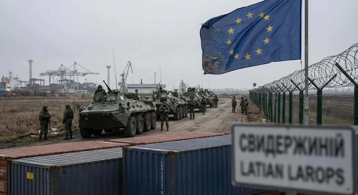 Slika je umetno generirana iz tem: energetika, obramba, vojska, rusko-ukrajinski konflikt, mednarodni odnosi, diplomacija, ameriška zunanja politika, mirovni procesi, sankcije, jedrsko orožje