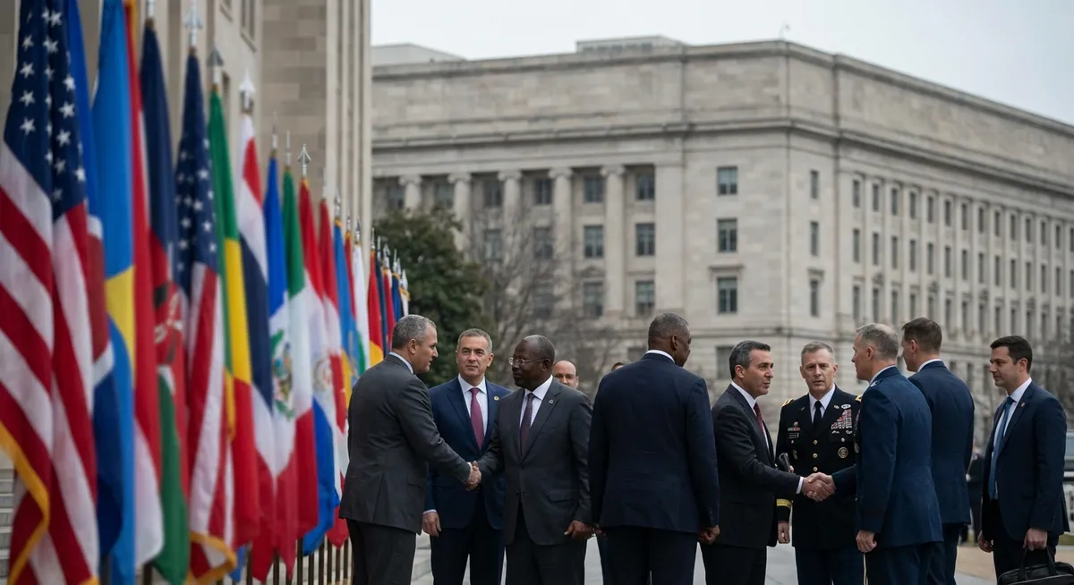 Slika je umetno generirana iz tem: vojska, mednarodni odnosi, diplomacija