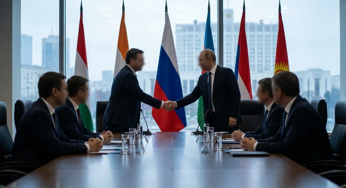 Slika je umetno generirana iz tem: pogajanja, odnosi rusija-evropa, diplomacija, protesti, rusko-ukrajinski konflikt, meja poljska-belorusija, mednarodni odnosi, kultura, opera