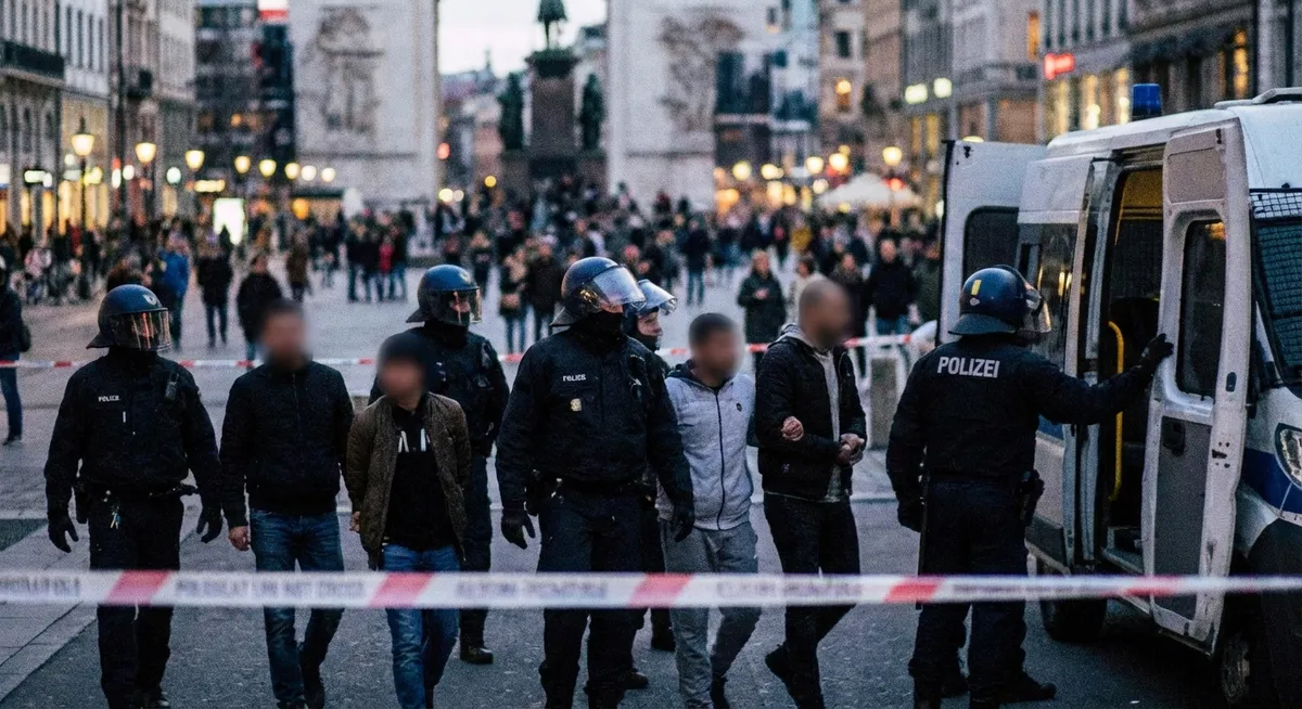 Slika je umetno generirana iz tem: varnost, aretacije, napadi z orožjem, nasilje v prometu