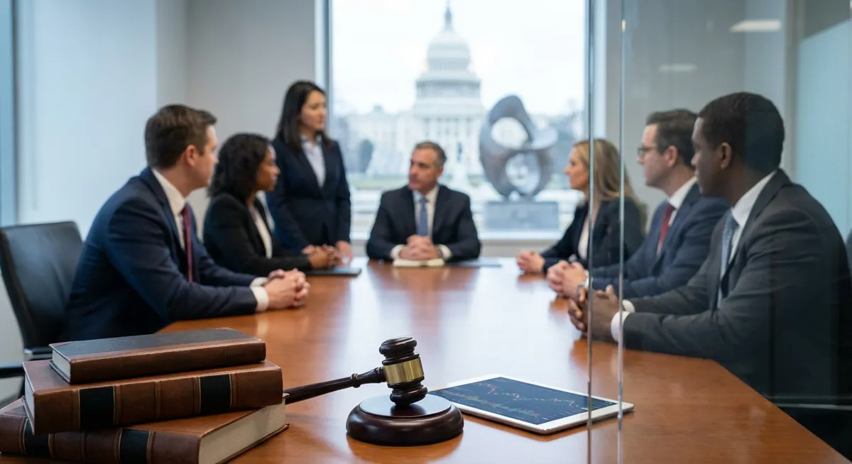 Slika je umetno generirana iz tem: pravo, mediji, politika, gospodarstvo, trgovina, carine