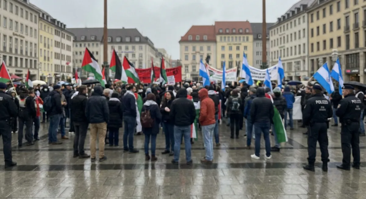 Slika je umetno generirana iz tem: protesti, palestinsko-izraelski konflikt, izrael, zakonodaja, palestina