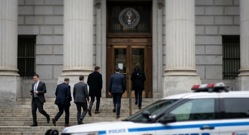 Slika je umetno generirana iz tem: politika, preiskave, deportacije, pravo, sodstvo