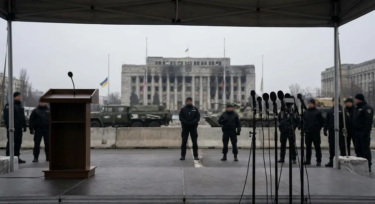 Slika je umetno generirana iz tem: terorizem, mednarodni odnosi, oboroženi spopadi, politika