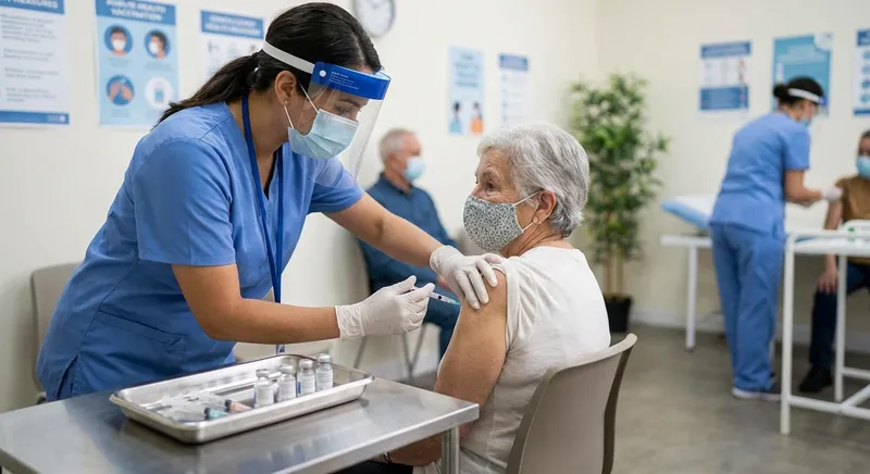 Slika je umetno generirana iz tem: zdravje, javno zdravstvo, covid-19, cepiva