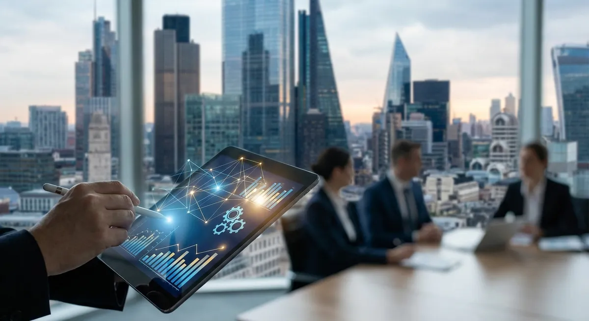 Slika je umetno generirana iz tem: kultura, digitalizacija, mednarodni odnosi, politika, gospodarstvo, tehnologija