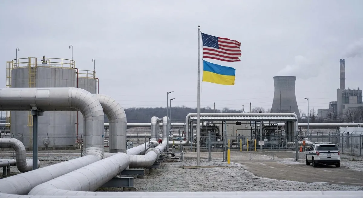 Slika je umetno generirana iz tem: združene države amerike, mednarodni odnosi, sankcije, rusko-ukrajinski konflikt, zunanja trgovina, energetika, združeni narodi, rusija, evropa