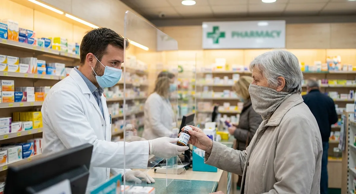 Slika je umetno generirana iz tem: zdravje, priporočila, stranski učinki, covid-19, cepljenje, farmacija, javno zdravstvo