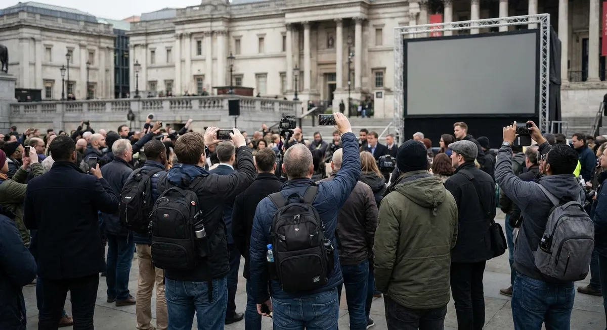 Slika je umetno generirana iz tem: tehnologija, politika, protesti, mednarodni odnosi