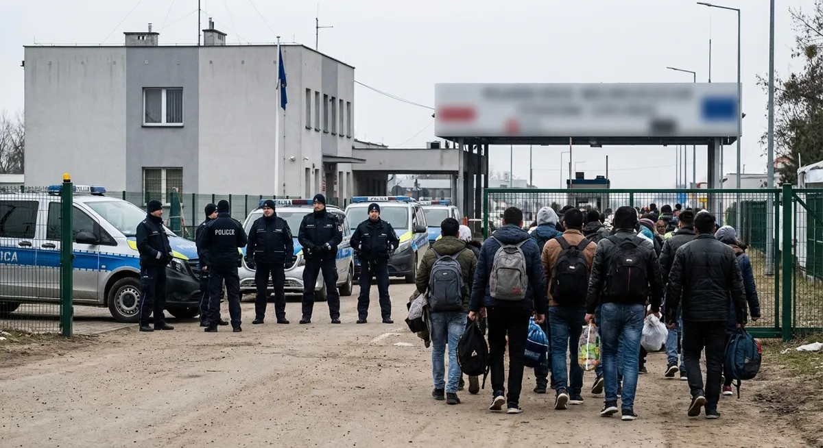 Slika je umetno generirana iz tem: policija, migracije, politika