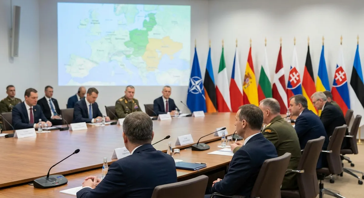 Slika je umetno generirana iz tem: diplomacija, srečanja voditeljev, ukrajina, politika, nato, eu, energetika, rusko-ukrajinski konflikt, rusija, mednarodni odnosi, pogajanja, varnost