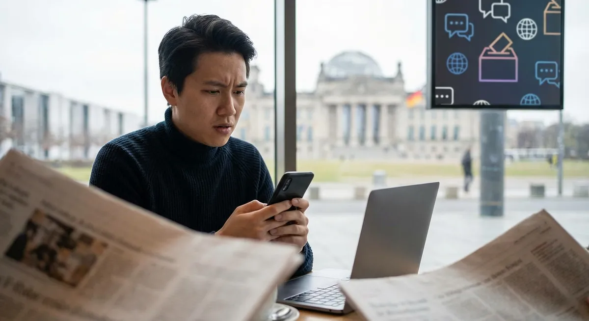 Slika je umetno generirana iz tem: glasba, dezinformacije, teorije zarote, politika, zdravje, kriminal, volitve, sodelovanja, socialni mediji, nasilje, protesti