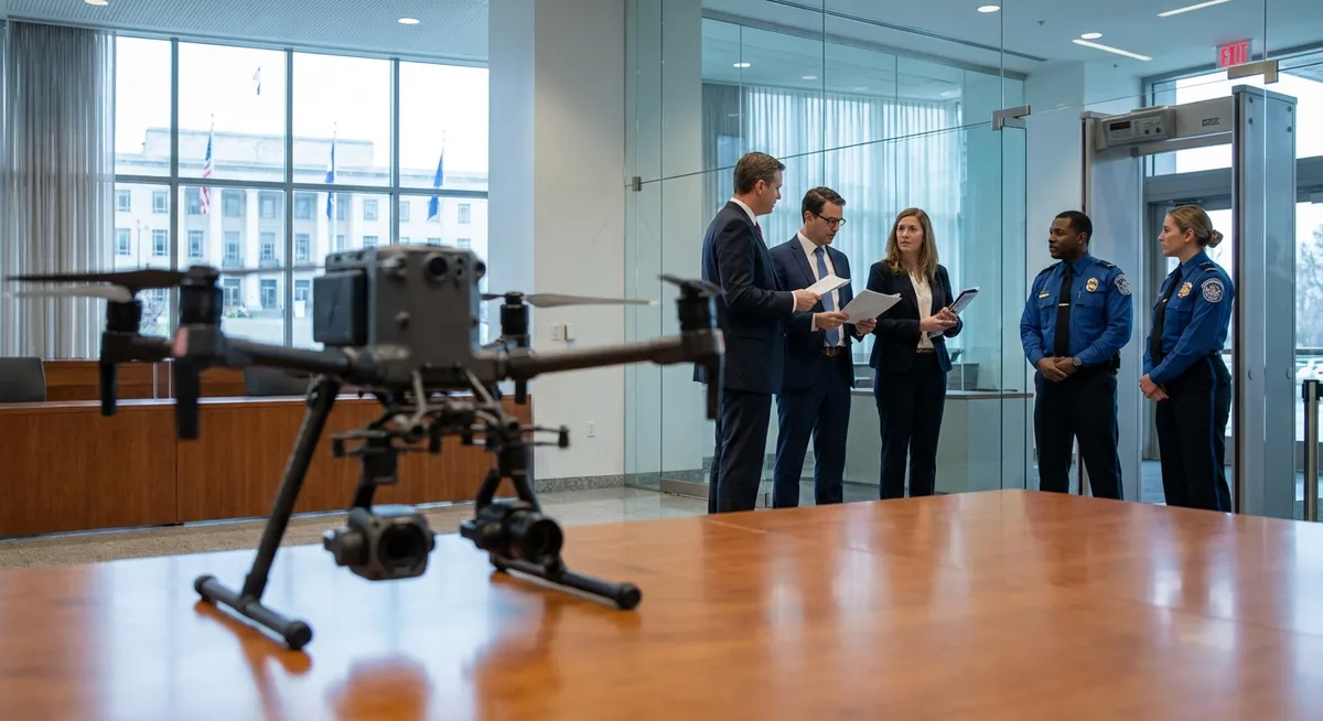 Slika je umetno generirana iz tem: droni, vesoljska varnost, politika, mednarodna varnost, sateliti, varnost, obramba