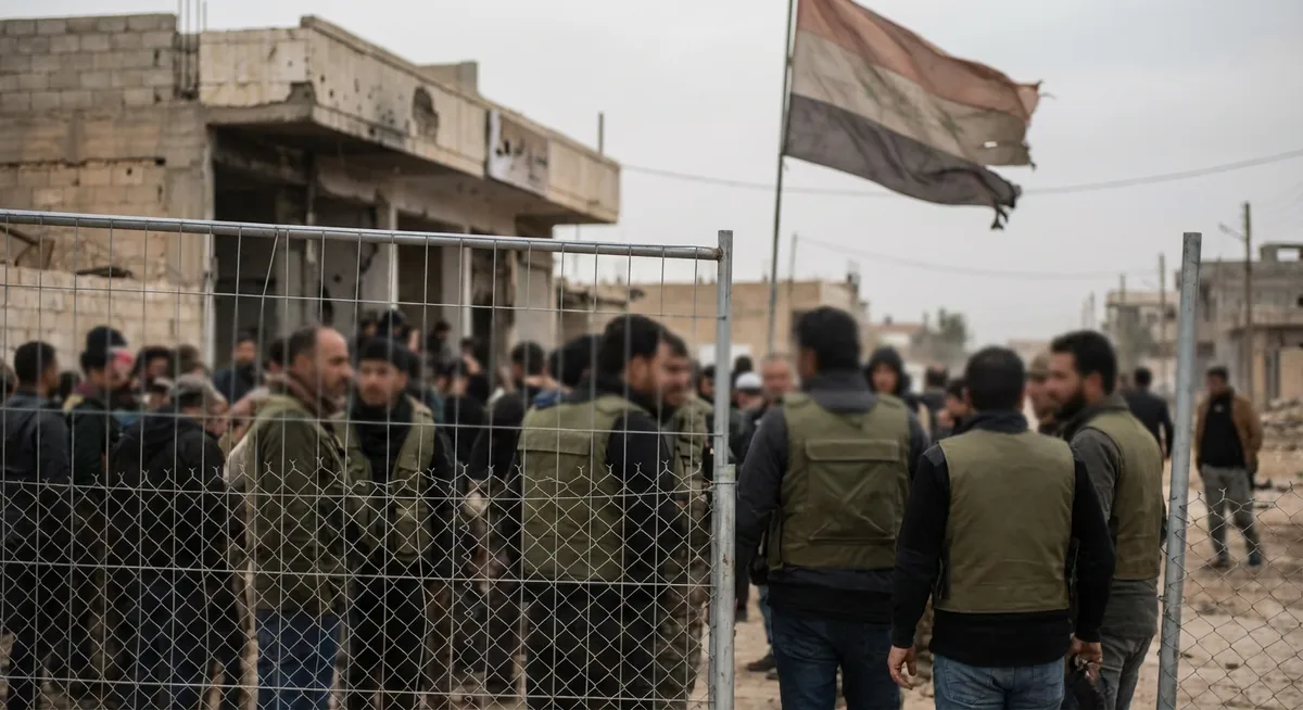 Slika je umetno generirana iz tem: humanitarna pomoč, nasilje, politika