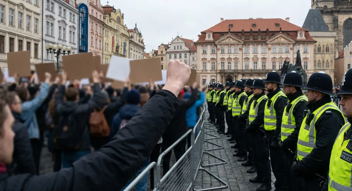 Slika je umetno generirana iz tem: pravosodje, človekove pravice, politika, varnost, protesti