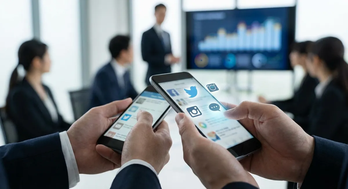 Slika je umetno generirana iz tem: zaupanje, socialni mediji, politika, komunikacija, tehnologija, javno mnenje