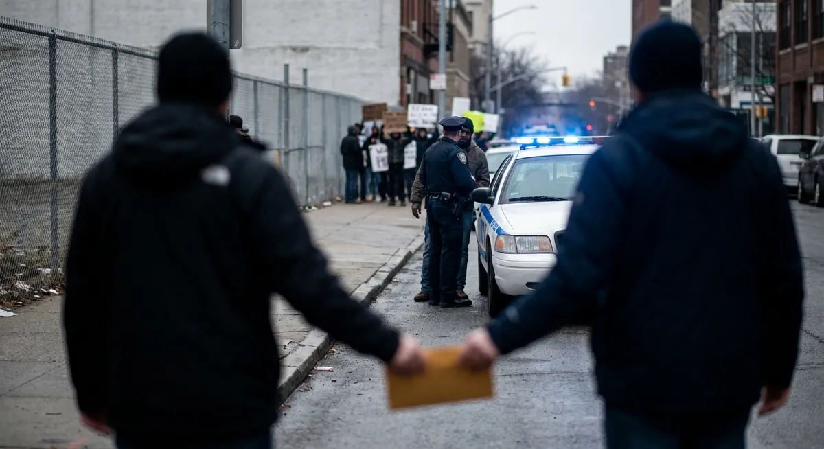 Slika je umetno generirana iz tem: preiskave, protesti, nasilje, mednarodni odnosi, policija, umetnost, pravo, policijsko nasilje, korupcija, varnost, pretepi, politika