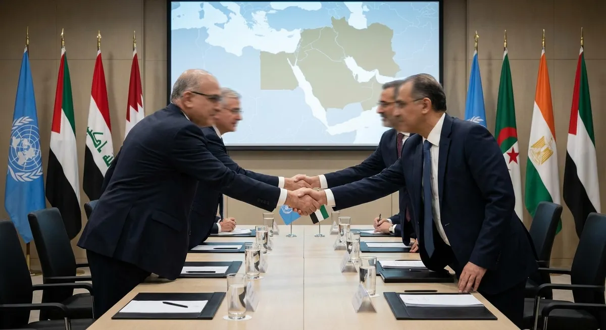 Slika je umetno generirana iz tem: mirovni procesi, mednarodni odnosi, obnove, premirje, politika, mišljenjski proces, bližnjevzhodna politika, diplomacija, mir, bliznjevzhodna kriza, notranja politika, oboroženi spopadi