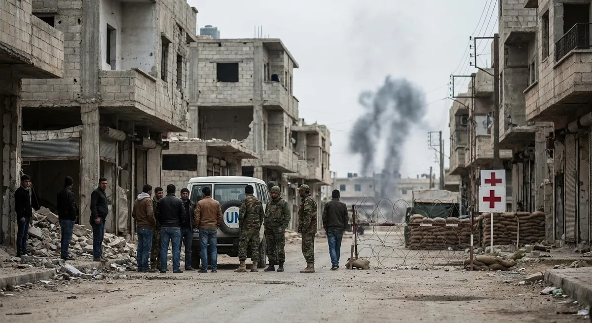 Slika je umetno generirana iz tem: oborožene skupine, oboroženi spopadi, politika, hamas, varnost, pomoč, gaza, talci, palestinsko-izraelski konflikt, pogajanja, razorožitev, kriminal, premirje, spopadi, konflikti