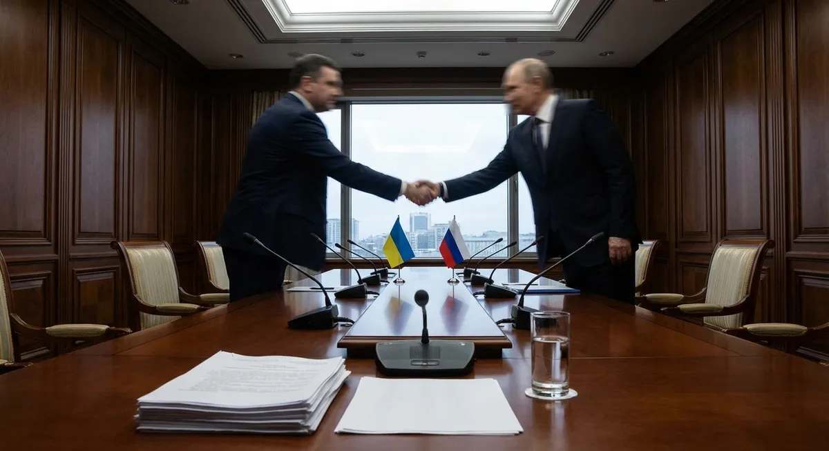 Slika je umetno generirana iz tem: mednarodni odnosi, mirovni procesi, rusko-ukrajinski konflikt