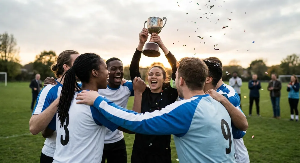 Slika je umetno generirana iz tem: šport, izjave, nogomet, zmage