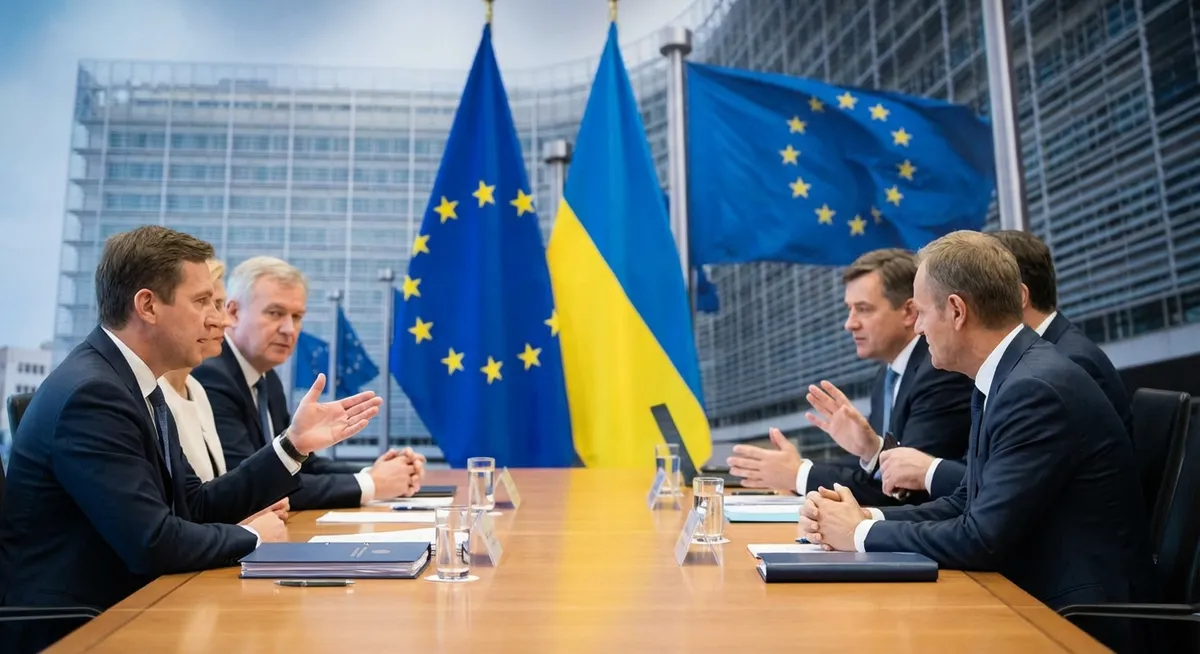 Slika je umetno generirana iz tem: politično nasprotovanje, evropska integracija, diplomacija